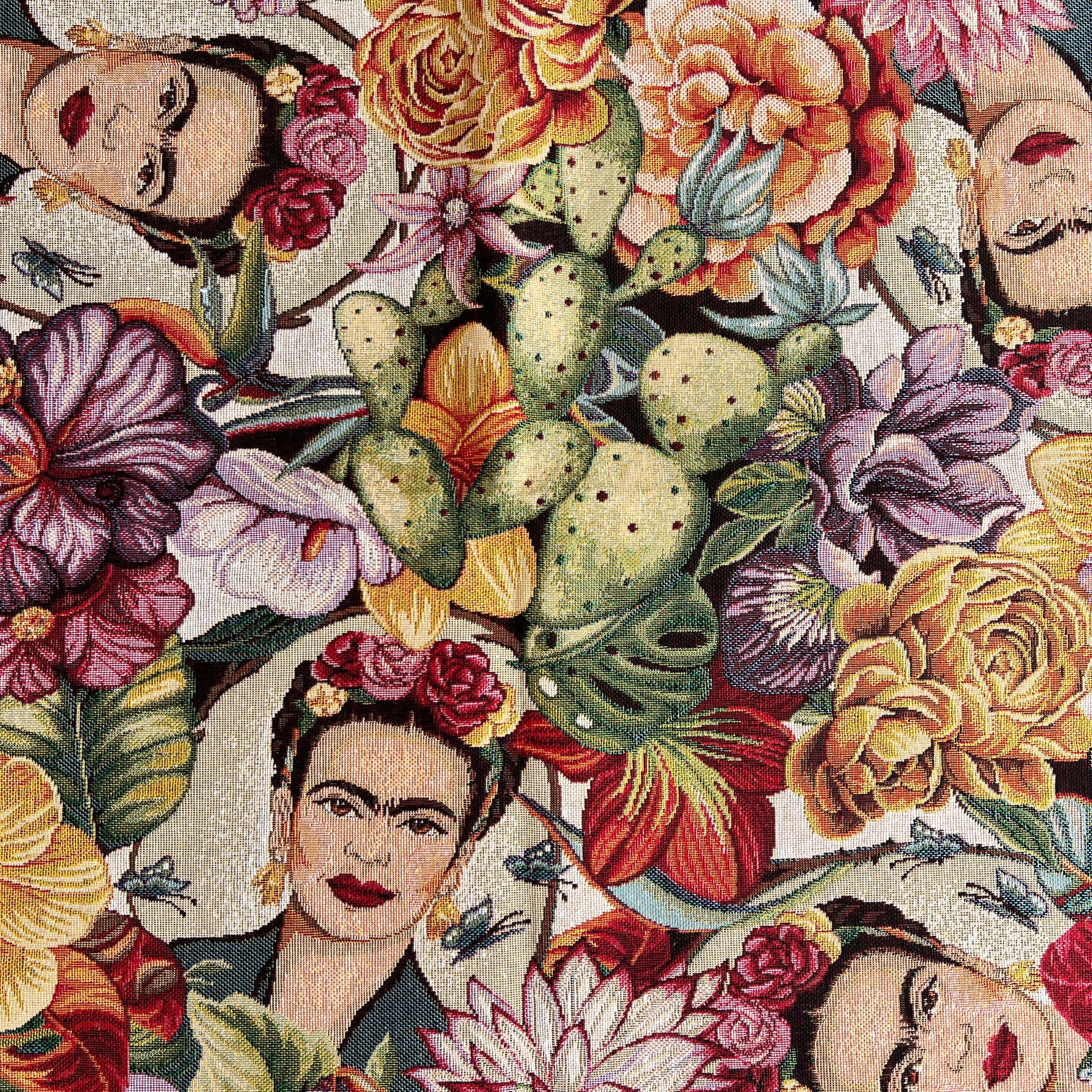 Frida Kahlo floral DEkorstoff Muster Kaktus Blumen 