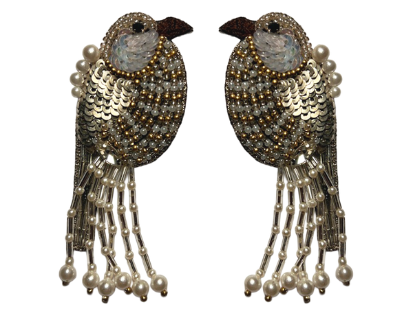 Ohrringe Birdy weiß & gold