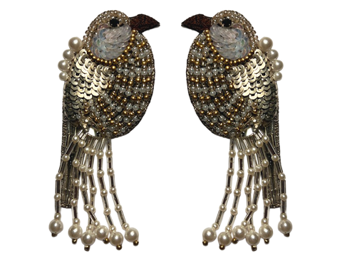 Ohrringe Birdy weiß & gold